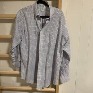 Brooks Brothers: Regent Fit Button Down Blue Brown Checked | Size: 17-35
